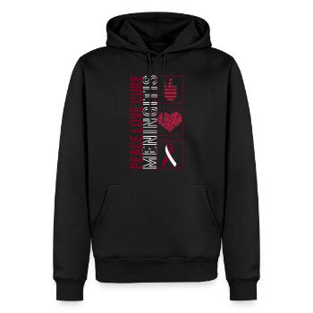Peace Love Cure Méningite T Shirt - Sweat à capuche Premium bio Homme - noir - Devant - Nico (187cm)