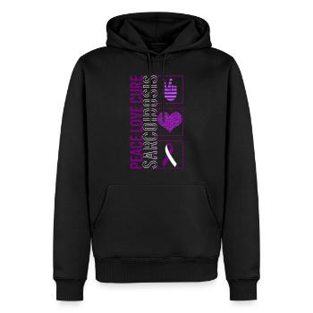 Peace Love Cure Sarkoidose T-Shirt - Männer Premium Bio Hoodie - Schwarz - Vorne - Nico (187cm)
