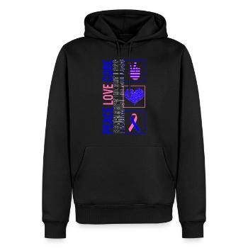 Peace Love Cure Grossesse Perte de nourrisson T Shirt - Sweat à capuche Premium bio Homme - noir - Devant - Nico (187cm)