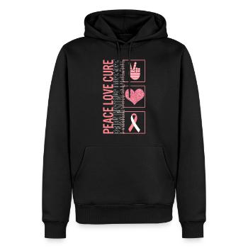 Peace Love Cure Parkinson's Disease T Shirt - Men’s Premium Organic Hoodie - black - Front - Nico (187cm)