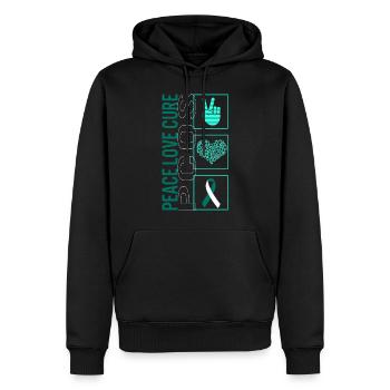 Peace Love Cure PCOS T Shirt - Sweat à capuche Premium bio Homme - noir - Devant - Nico (187cm)