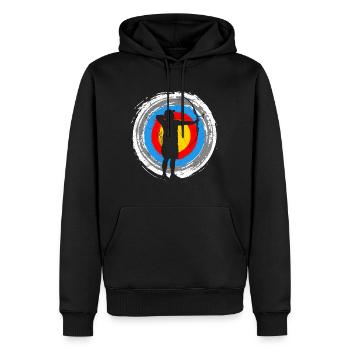 Tir à l’arc Cible Archer - Sweat à capuche Premium bio Homme - noir - Devant - Nico (187cm)