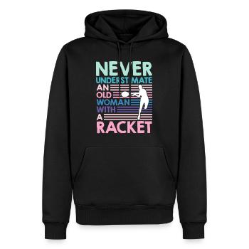 Alte Frau mit Tennisschläger Tennis Oma - Männer Premium Bio Hoodie - Schwarz - Vorne - Nico (187cm)
