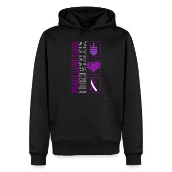 Peace Love Cure Fibromyalgie T Shirt - Sweat à capuche Premium bio Homme - noir - Devant - Nico (187cm)