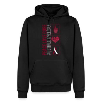 Peace Love Cure Multiple Myeloma T Shirt - Sweat à capuche Premium bio Homme - noir - Devant - Nico (187cm)