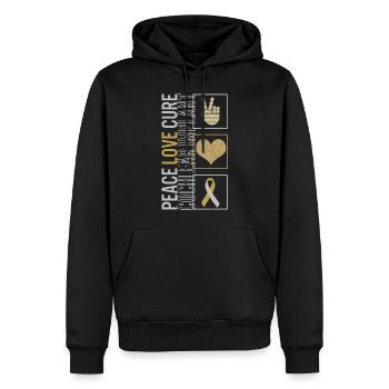 Peace Love Cure Cochlear Implant T Shirt - Men’s Premium Organic Hoodie - black - Front - Nico (187cm)
