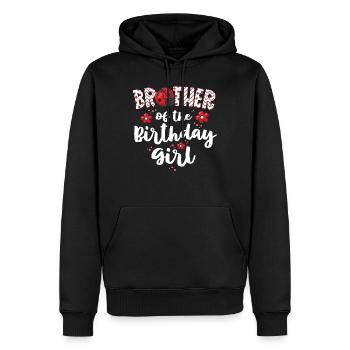 Frère de la fille d’anniversaire correspondant à la famille - Sweat à capuche Premium bio Homme - noir - Devant - Nico (187cm)