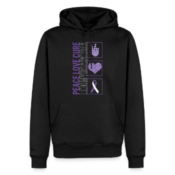 Peace Love Cure Leiomyosarcoma T Shirt - Sweat à capuche Premium bio Homme - noir - Devant - Nico (187cm)