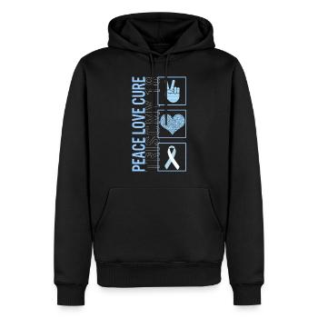 Peace Love Cure Trisomy 18 T Shirt - Men’s Premium Organic Hoodie - black - Front - Nico (187cm)