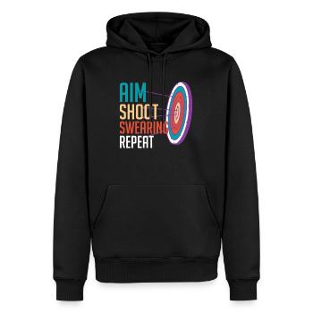Aim Solve Curse Again Archery - Men’s Premium Organic Hoodie - black - Front - Nico (187cm)