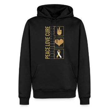 Peace Love Cure DIPG T Shirt - Sweat à capuche Premium bio Homme - noir - Devant - Nico (187cm)