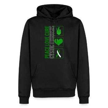 Frieden Liebe Heilung Mukoviszidose T Shirt - Männer Premium Bio Hoodie - Schwarz - Vorne - Nico (187cm)