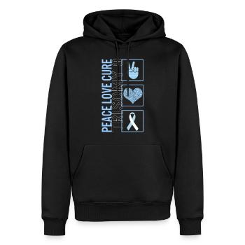 Peace Love Cure Trisomy 9 T Shirt - Men’s Premium Organic Hoodie - black - Front - Nico (187cm)