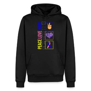Peace Love Cure CDH T Shirt - Sweat à capuche Premium bio Homme - noir - Devant - Nico (187cm)