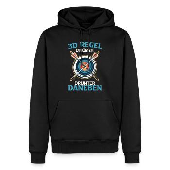 Drüber Drunter Daneben 3D Regel Bogenschießen - Männer Premium Bio Hoodie - Schwarz - Vorne - Nico (187cm)