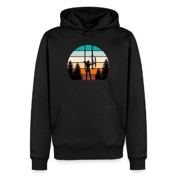 Vintage Bogenschütze Compoundbogen Bogenschießen - Männer Premium Bio Hoodie - Schwarz - Vorne - Nico (187cm)