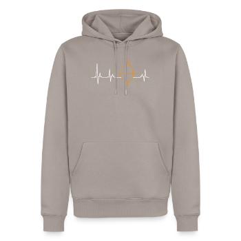 Tir à l’arc Longbow Heartbeat - Sweat à capuche Premium bio Homme - taupe - Devant - Nico (187cm)