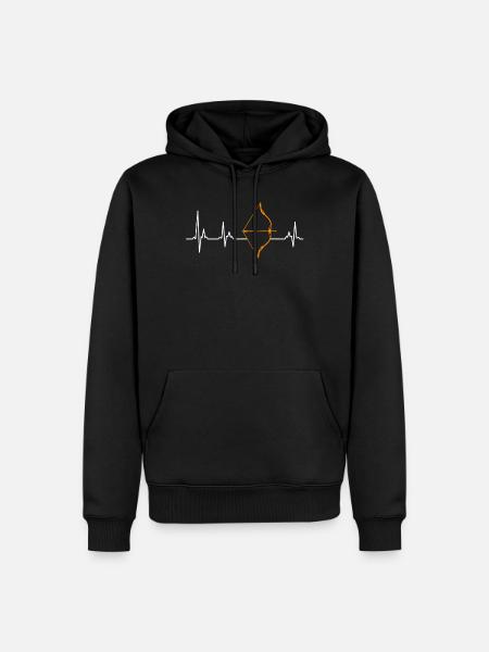 Langbogen Herzschlag Bogenschießen - Männer Premium Bio Hoodie - Schwarz