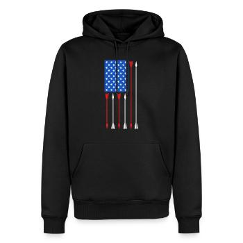 Usa Archer de tir à l’arc - Sweat à capuche Premium bio Homme - noir - Devant - Nico (187cm)