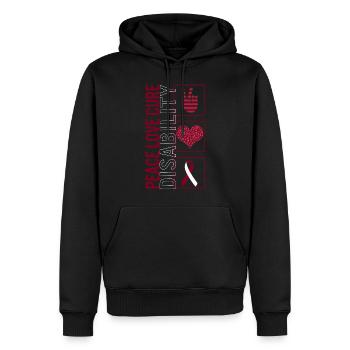 Peace Love Cure Handicap T Shirt - Sweat à capuche Premium bio Homme - noir - Devant - Nico (187cm)