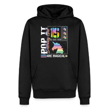 15ème anniversaire Fille Licorne Mignon Tee, Pop Anniversaire - Sweat à capuche Premium bio Homme - noir - Devant - Nico (187cm)