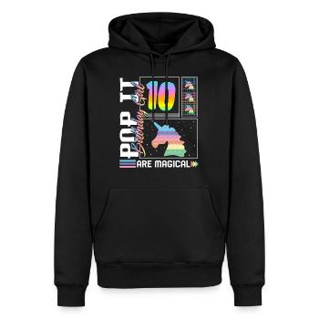 10ème anniversaire Fille Licorne Mignon Tee, Pop Anniversaire - Sweat à capuche Premium bio Homme - noir - Devant - Nico (187cm)