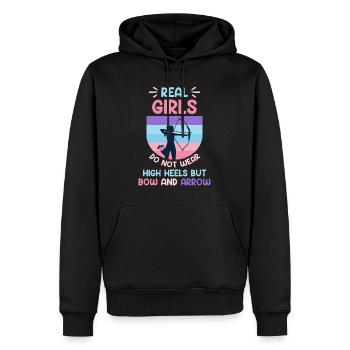 Les vraies filles portent du tir à l’arc et des flèches - Sweat à capuche Premium bio Homme - noir - Devant - Nico (187cm)