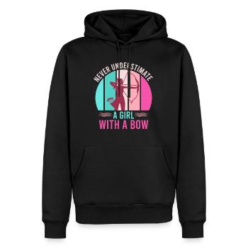 Ne sous-estimez jamais une fille avec un arc d’arc - Sweat à capuche Premium bio Homme - noir - Devant - Nico (187cm)