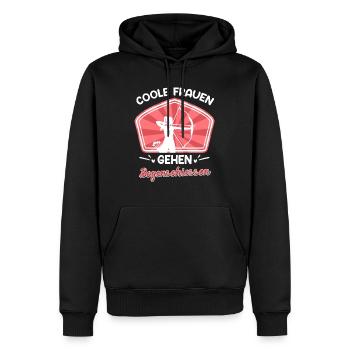 Coole Frauen gehen Bogenschießen - Männer Premium Bio Hoodie - Schwarz - Vorne - Nico (187cm)