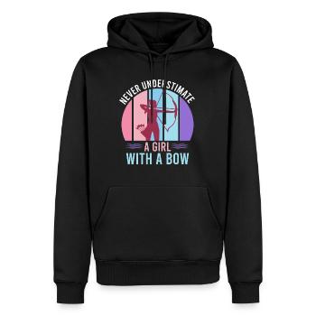 Ne sous-estimez jamais une fille avec un arc d’arc - Sweat à capuche Premium bio Homme - noir - Devant - Nico (187cm)