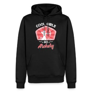 Coole Frauen gehen Bogenschießen - Männer Premium Bio Hoodie - Schwarz - Vorne - Nico (187cm)