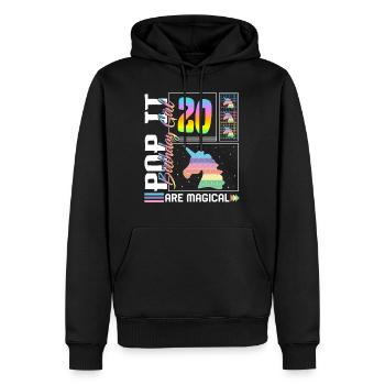 20ème anniversaire Fille Licorne Mignon Tee, Pop Anniversaire - Sweat à capuche Premium bio Homme - noir - Devant - Nico (187cm)