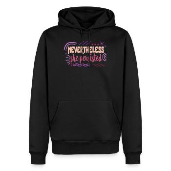 Feminist Shirt, Nevertheless She Persisted - Men’s Premium Organic Hoodie - black - Front - Nico (187cm)