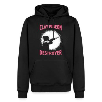 Clay Pigeon Destroyer Dames Clay Pigeon Shooting - Sweat à capuche Premium bio Homme - noir - Devant - Nico (187cm)