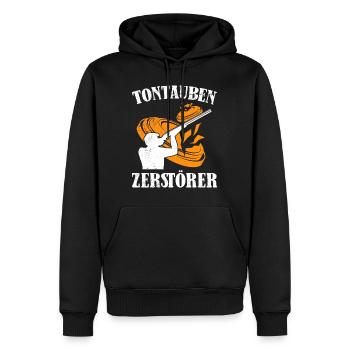 Tontauben Zerstörer Tontaubenschießen - Männer Premium Bio Hoodie - Schwarz - Vorne - Nico (187cm)