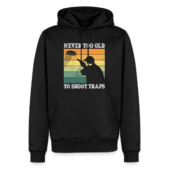 Never too old to Shoot Traps Tontaubenschießen - Männer Premium Bio Hoodie - Schwarz - Vorne - Nico (187cm)