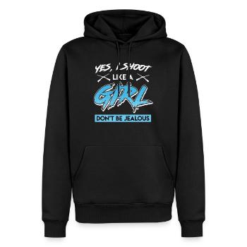 Women's Clay Pigeon Shooting - Men’s Premium Organic Hoodie - black - Front - Nico (187cm)