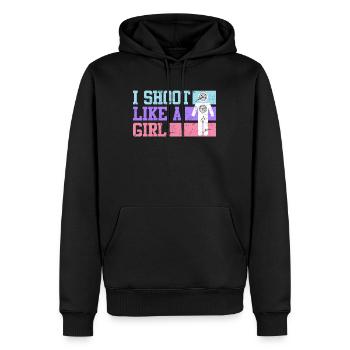 Je photographie comme une fille Women’s Sports Shooting - Sweat à capuche Premium bio Homme - noir - Devant - Nico (187cm)