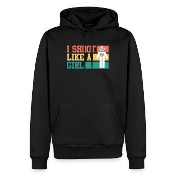 Je photographie comme une fille Women’s Sports Shooting - Sweat à capuche Premium bio Homme - noir - Devant - Nico (187cm)