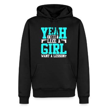 Fille Tir Dames Clay Pigeon Shooting - Sweat à capuche Premium bio Homme - noir - Devant - Nico (187cm)