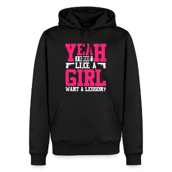 Fille Tir Dames Clay Pigeon Shooting - Sweat à capuche Premium bio Homme - noir - Devant - Nico (187cm)