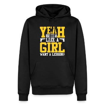 Fille Tir Dames Clay Pigeon Shooting - Sweat à capuche Premium bio Homme - noir - Devant - Nico (187cm)