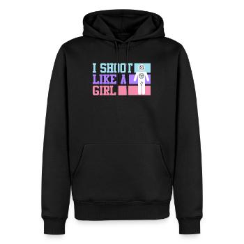 Je photographie comme une fille Women’s Sports Shooting - Sweat à capuche Premium bio Homme - noir - Devant - Nico (187cm)