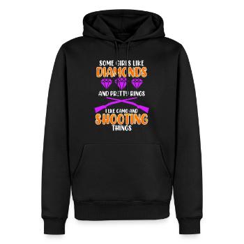 Ladies like camouflage and shooting guns - Men’s Premium Organic Hoodie - black - Front - Nico (187cm)