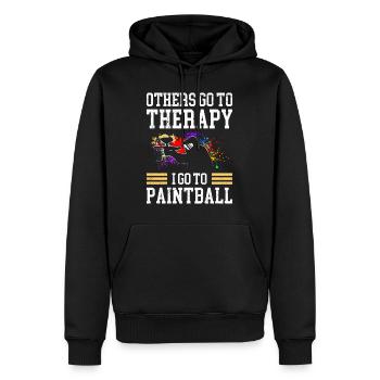 Andere gehen zur Therapie ich geh zum Paintball - Männer Premium Bio Hoodie - Schwarz - Vorne - Nico (187cm)