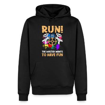 Run! The master wants to have fun paintball - Men’s Premium Organic Hoodie - black - Front - Nico (187cm)