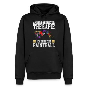 Andere gehen zur Therapie ich geh zum Paintball - Männer Premium Bio Hoodie - Schwarz - Vorne - Nico (187cm)