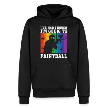Enough for me I go to paintball - Men’s Premium Organic Hoodie - black - Front - Nico (187cm)