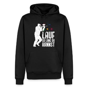 Lauf so lange du kannst Paintballer - Männer Premium Bio Hoodie - Schwarz - Vorne - Nico (187cm)