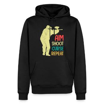 Aim Shooting Curse again Paintball - Men’s Premium Organic Hoodie - black - Front - Nico (187cm)